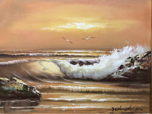 Load image into Gallery viewer, Sunset at the Ocean Oil on Canvas Signed at the Bottom
