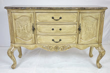 Load image into Gallery viewer, Marble Top White Wash Sideboard (62&quot; x 22&quot; x 40&quot;)
