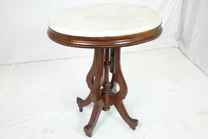 Antique Oval Table tith Marble top (25" x 19.5" x 30")