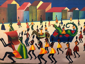 Large Brazilian Carnival Oil on Canvas 1973