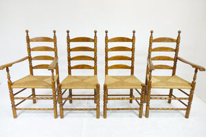 4 Fantastic Woven Chairs  2 With Arms (24" x 21" x 44")