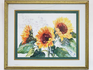 Sunflowers Watercolor Print on Paper Signed