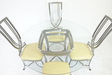 Load image into Gallery viewer, Modern Metal And Glass Table And 4 Chairs (49&quot; x 49&quot; x 30&quot;)
