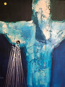 Crucification Modern Oil on Canvas Signed on the Bottom