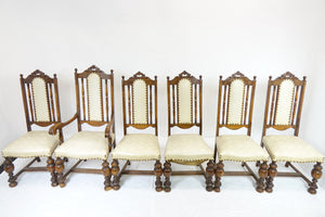 6 Vintage Chairs One With Arm (20" x 18" x 48")