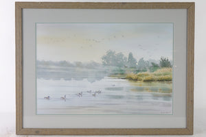 Landscape, 1979, Original Watercolor on Paper, Signed