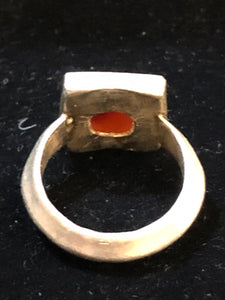 Simple Large Orange Rectangular Kufi Ring Size 11