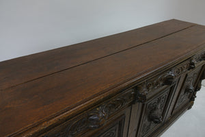 19th Century Large Heavily Carved Gothic Revival Sideboard (71.5" x 21.5" x 40")