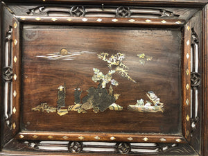 Old Chinese Mother of Pearl on Wood