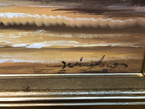 Sunset at the Ocean Oil on Canvas Signed at the Bottom