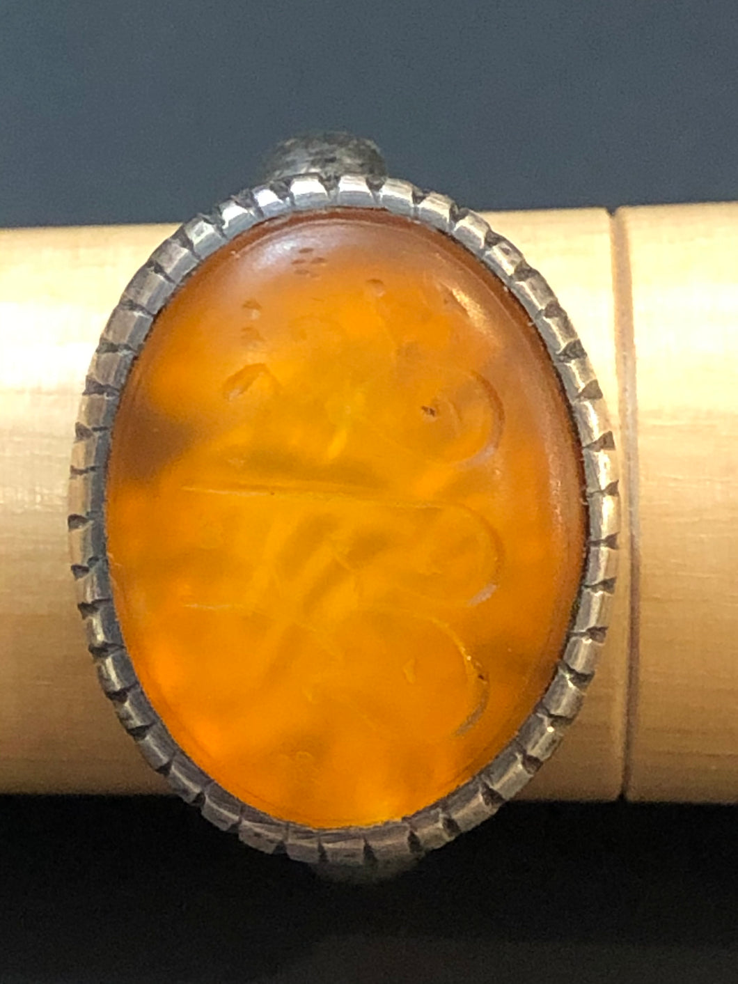 Oval Amber-Colored Ring Size 11.5
