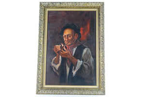 Antique Portrait, Large Original Oil on Canvas, Signed by artist Alberto Cecconi