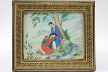 Load image into Gallery viewer, Persian Khatam with inlaid Artwork, Paint on Faux Ivory, Signed Original
