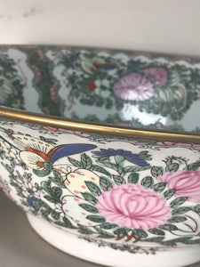 Vintage Famille Rose Chinese Bowl with Medalian  Size,