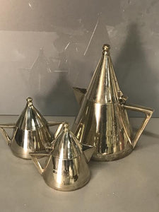 Art Deco Deep Layered Plated Triangle Kettle, Milker,