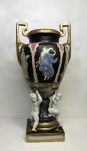 Load image into Gallery viewer, Neoclassical Black and Gold with Angel Motif Vase
