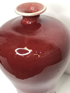 Red Pair of Chinese Meiping with Fire Glaze