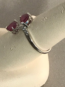 9.25 Sterling Silver Ring With Two Red Rubies