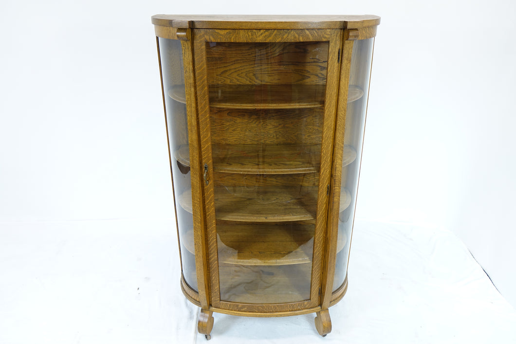 Antique French Corio Cabinet With Curved Glass (35