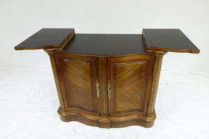 Compact Serving Table / Bar With Expanded Top And A Hidden Drawer (38" x 18" x 3
