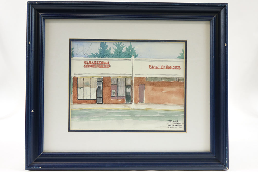 Bank of Hanover Watercolor on Paper 2005 Signed
