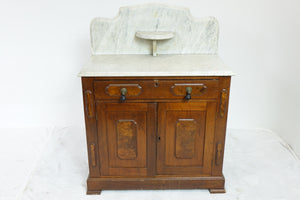 Antique Wash Stand With Marble Top (32" x 17" x 41")