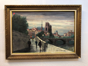 French Scene Oil on Canvas Signed on the Bottom