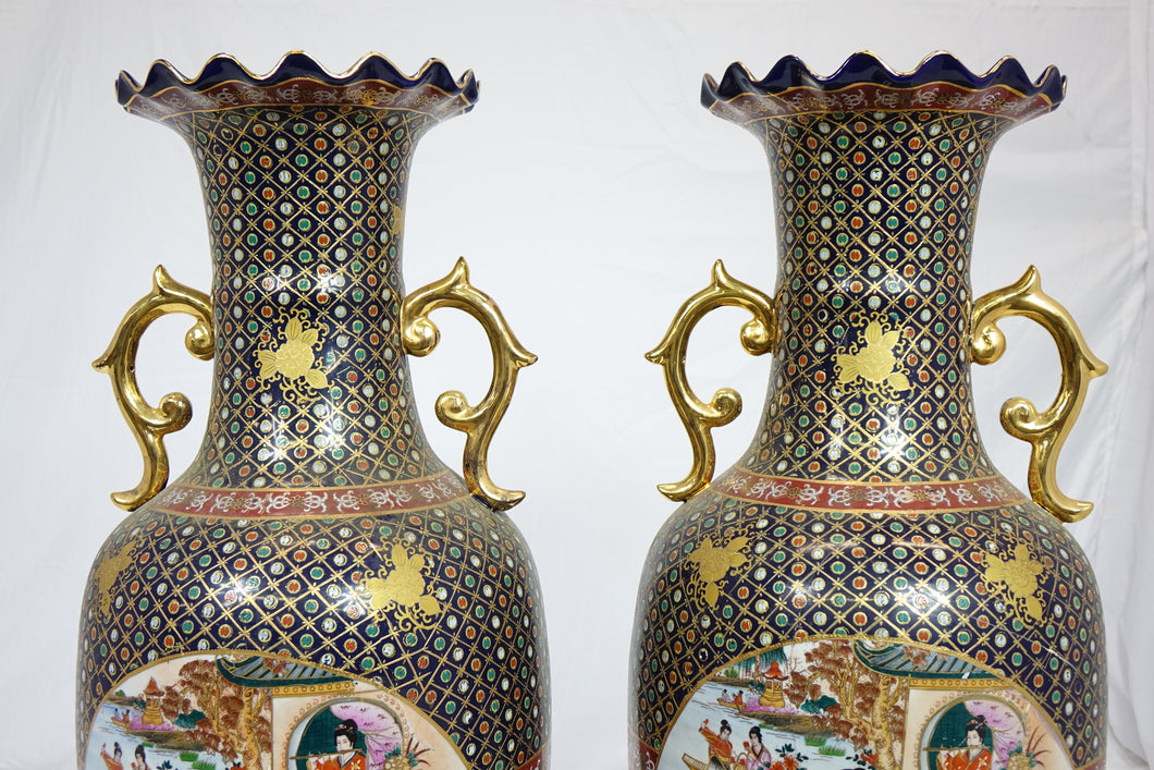 2 Large Hand-painted Chinese Vases (1'1.9