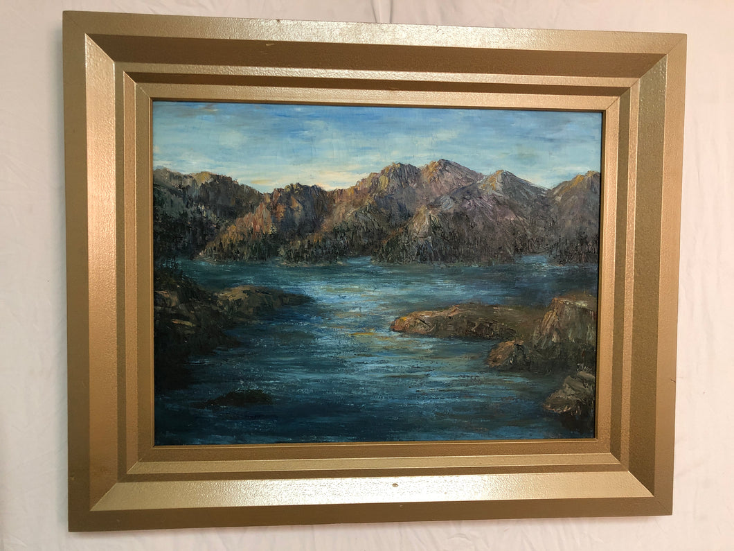 River & Mountains Oil on Canvas