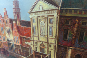 Cityscape Oil on Canvas Signed Original