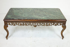 Vintage Heavily Carved Granite Top Coffee Table (41" x 20" x 17")