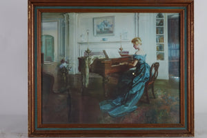 Woman at the Piano, Print of original Oil on Canvas