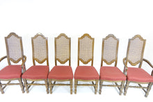 Load image into Gallery viewer, Wood Chairs Red Cushion (6 Pieces)(23&quot; x 18&quot; x 46&quot;)
