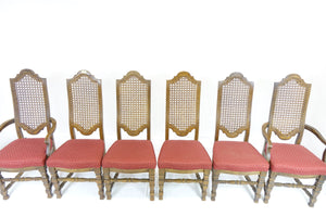 Wood Chairs Red Cushion (6 Pieces)(23" x 18" x 46")