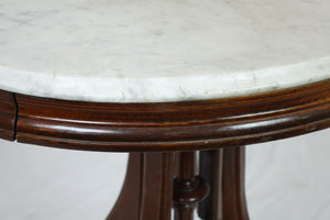 Antique Oval Table tith Marble top (25" x 19.5" x 30")