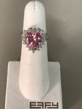 Load image into Gallery viewer, Heart-Shaped Rhinestone Sterling Silver Ring   4 3/4&quot;
