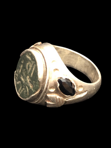 Engraved Stone Kufi Ring Size 6.75