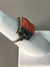 Load image into Gallery viewer, Vintage Sterling Silver and Coral Ring Made in Germany  Size,  5.75
