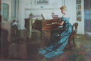 Woman at the Piano, Print of original Oil on Canvas