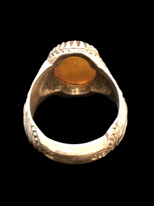 Decorative Marked Orange Kufi Ring Size 8.5