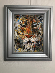 The Tiger Abstract Oil on Canvas Signed on the Bottom