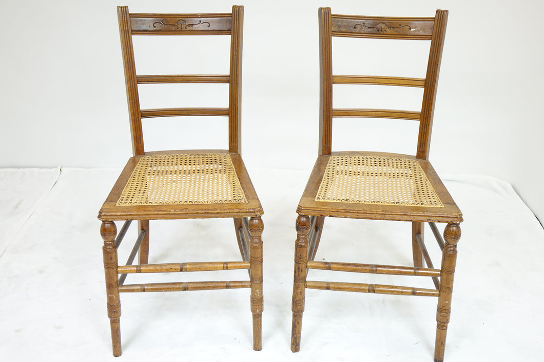 Pair Of Vintage Chairs With Fine Woodwork (15
