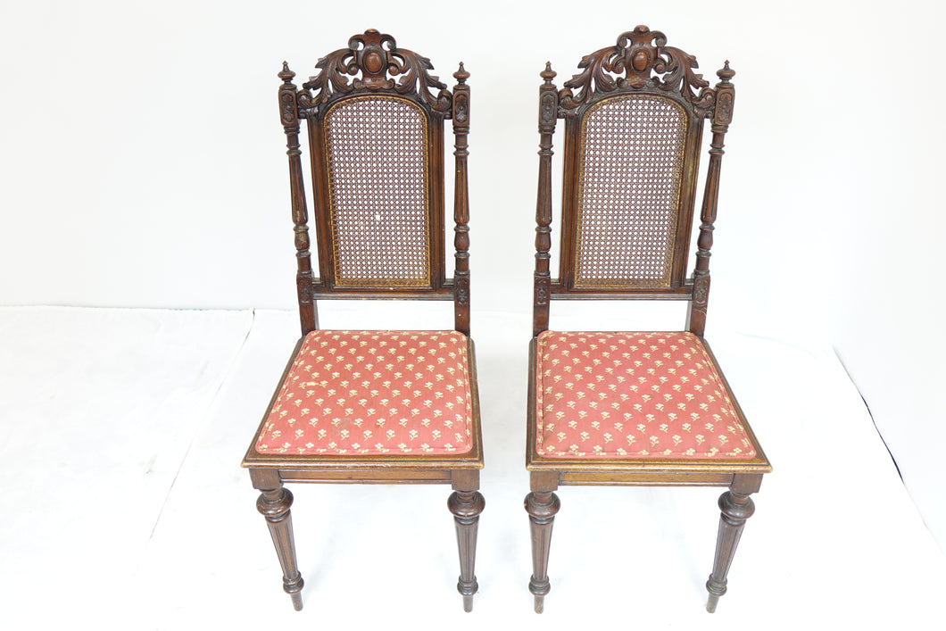 Pair Of Vintage Chairs With Elaborate Woodwork (17.5