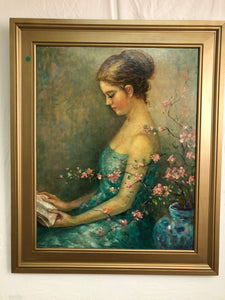 Lady Praying Oil on Board Signed on the Bottom