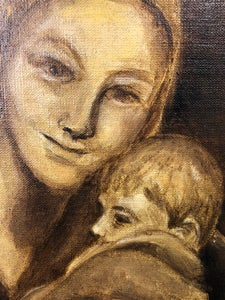 Mother and Son Original Oil Painting Signed on the Bottom