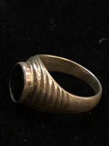 Small Oval Black Kufi Ring Size 9