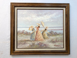 Ladies at the Beach Acrylic on Canvas Signed on the Bottom