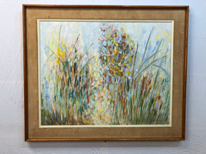 Abstract Flowers Oil on Board Signed on the Bottom 1962
