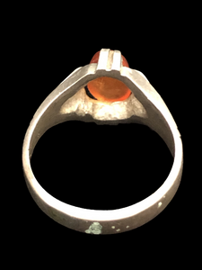 Engraved Orange Kufi Ring Size 7.75