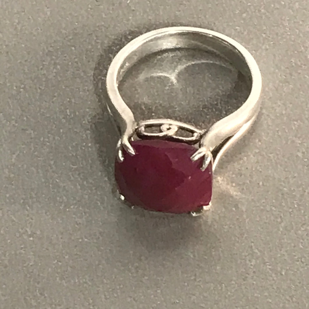 Natural Raw Red Ruby 925 Sterling Silver Ring